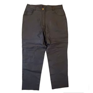 MetroStyle Women's Black 100% Leather Jeans Trousers Pants 14P